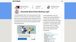 Ameristate Bank Online Banking Login - CC Bank