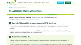 TD Ameritrade - HSA Investment Accounts - HSA Bank
