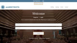 Login | Amerivents - Hospitality, Personified