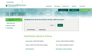 Illinois Wesleyan: Ames Library - Research Tools & Collections