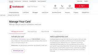 Manage Your Credit Card - Scotiabank
