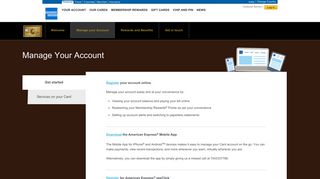 American Express - Welcome Centre - Manage Your Account