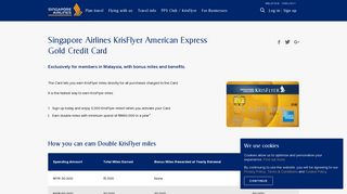 Singapore Airlines KrisFlyer American Express Gold Credit Card