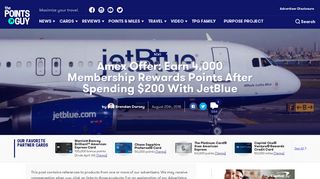 Spend $200 with JetBlue, Earn 4,000 Amex Rewards Points