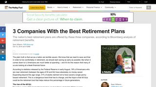 3 Companies With the Best Retirement Plans -- The Motley Fool