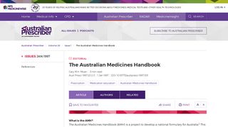 The Australian Medicines Handbook | Australian Prescriber