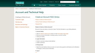 Creating an Online Account - Amica