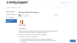 Microsoft Office 365 integration – Amity Support