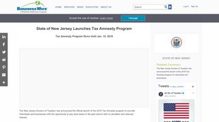 State of New Jersey Launches Tax Amnesty Program | Business Wire