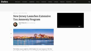 New Jersey Launches Extensive Tax Amnesty Program - Forbes
