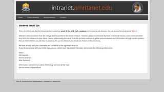 Student Email IDs | intranet.amritanet.edu