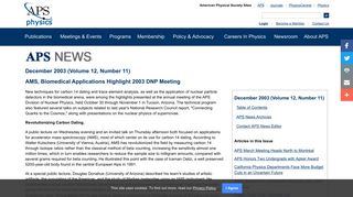 AMS, Biomedical Applications Highlight 2003 DNP Meeting