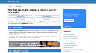 Ams Billing Login, Bill Payment & Customer Support Information