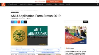 AMU Application Form Status 2019 | AglaSem Admission
