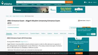 AMU Entrance Exam 2019 Exam: Registration, Syllabus, Results ...