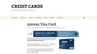 Apply for your Amway Visa Card Online - CREDIT CARDS