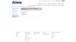 Security, Privacy, Login & Password Statements - Amway