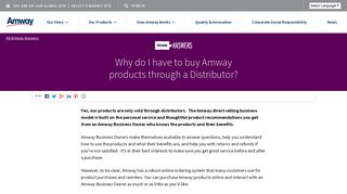 Why do I have to buy Amway products through a Distributor? | Amway ...