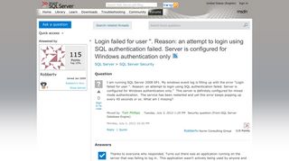 Login failed for user ''. Reason: an attempt to login using SQL ...