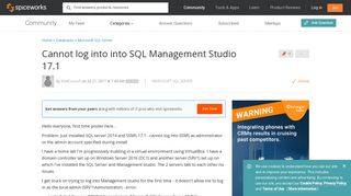[SOLVED] Cannot log into into SQL Management Studio 17.1 - SQL ...