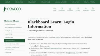 Blackboard Learn: Login Information | Blackboard Learn