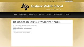 REPORT CARD 5 POSTED TO SKYWARD PARENT ACCESS ...
