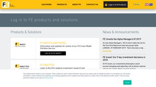 Log in to FE Analytics and more FE products and solutions