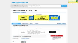 anarsportal.acosta.com at WI. Acosta Merchandiser Portal - Login