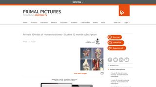 Primals 3D Atlas of Human Anatomy | Student Online Subscription