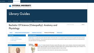 Anatomy and Physiology - Bachelor Of Science (Osteopathy) - Library ...