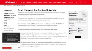 Arab National Bank - Saudi Arabia Company Information, Contact ...