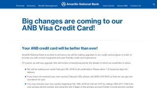 Big changes are coming to our ANB Visa Credit Card!