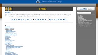 Arkansas Northeastern College :: A-Z Index