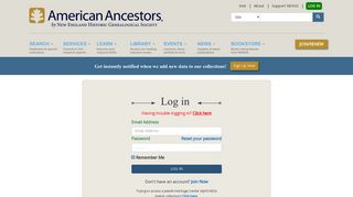 Log In - American Ancestors