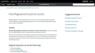 Free Registered Guest Accounts - Ancestry Support