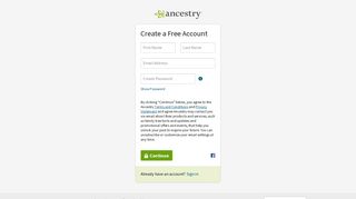 Create a Free Account - Ancestry
