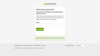 Ancestry - Forgot password