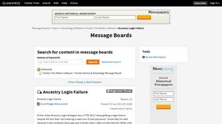 Ancestry Login Failure - Message Boards