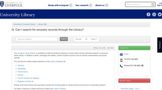 Can I search for ancestry records through the Library? - Library Help