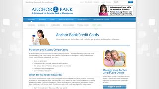 Anchor Bank Classic and Platinum Credit Cards