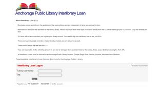 Anchorage Public Library Interlibrary Loan Logon - OCLC