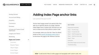 Adding Index Page anchor links – Squarespace Help