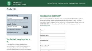 Anderson Brothers Bank Contact