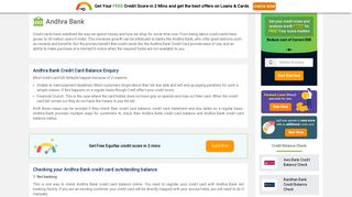 Andhra Bank Credit Card Balance Check - How to check credit card ...