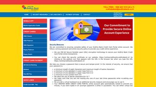 Security Measures - Andhra Bank Credit Card Portal