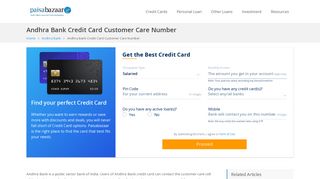 Andhra Bank Credit Card Customer Care - 24x7 Toll Free Number