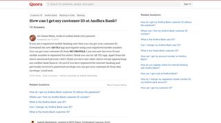How to get my customer ID at Andhra Bank - Quora