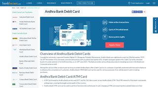 Andhra Bank Debit Card - Compare Online for Best Debit Cards
