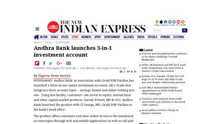 Andhra Bank launches 3-in-1 investment account- The New Indian ...