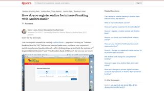 How to register online for internet banking with Andhra Bank - Quora